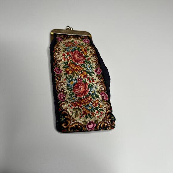 Vintage Golden Seal Tapestry Coin Purse – Made in West Germany, Floral Kiss Lock - Picture 1 of 9